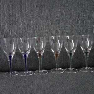 Mini Wine Glasses with Bleeding Color in the Stems